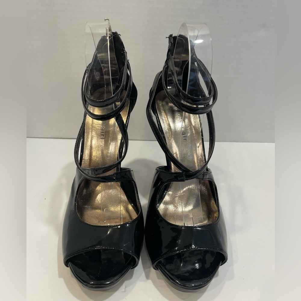 Madden Girl black open toe strappy stiletto heels shoes size 9 1/2